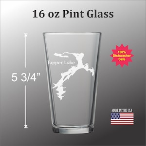 Tupper Lake - Etched Pint Glass - Tupper Lake, New York