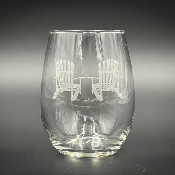 Adirondack Chairs - Adirondacks - Etched 15 oz Stemless Wine Glass