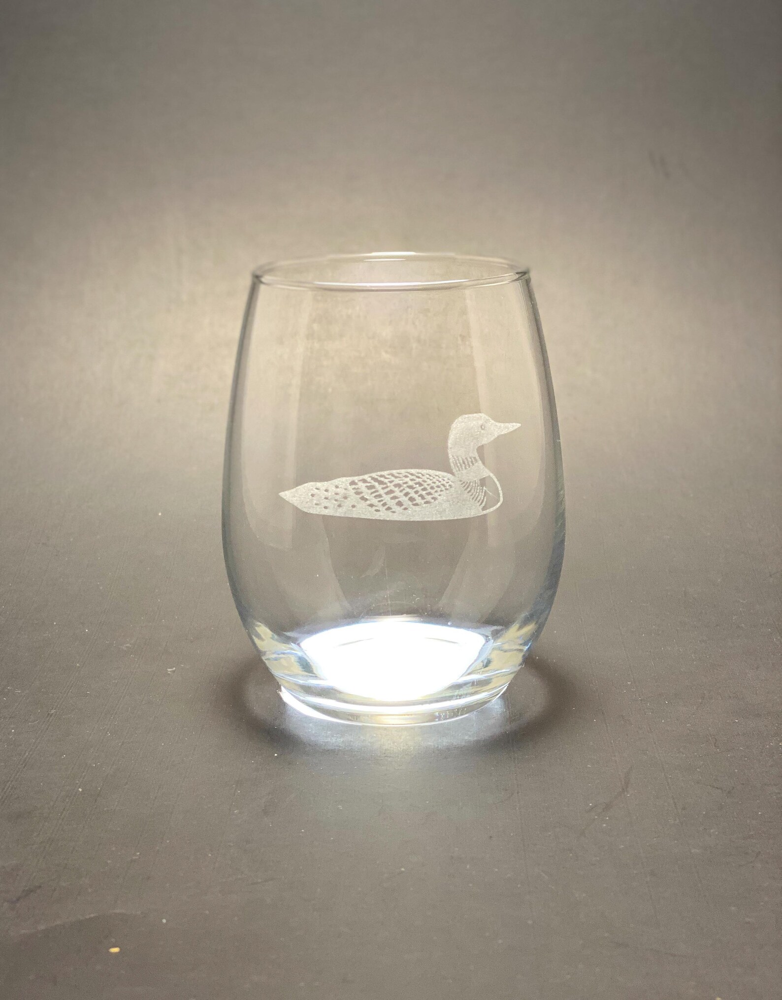 Loon Etched 15 oz Stemless Wine Glass Etsy