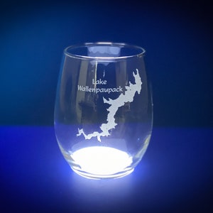 Make My Lake 15 oz Stemless Wine glass Laser Engraved Mock ups sent withing 48 Hours Any Lake or Pond in the lower 48 States image 4