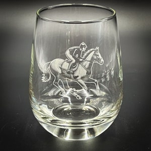 Jockey and Horse Vintage Styles - 15 oz Heavy Base Stemless