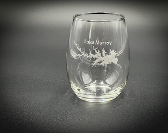 Lake Murray - Lake Life - South Carolina - Laser engraved wine glass