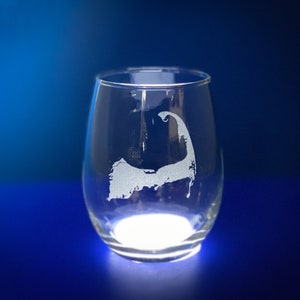 Cape Cod - Etched 15 oz Stemless Wine Glass