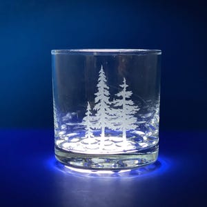 3 Trees Etched Knob Rocks Glass - 10.25 oz Whiskey