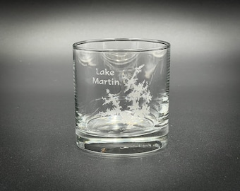 Lake Martin Alabama  - Etched 10.25 oz Rocks Glass