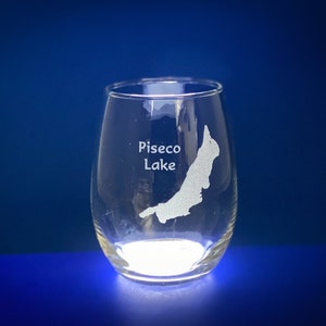 Make My Lake 15 oz Stemless Wine glass Laser Engraved Mock ups sent withing 48 Hours Any Lake or Pond in the lower 48 States image 6