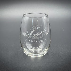 Norris Lake Tennessee -  15 oz Stemless Wine Glass - Lake Life Gift