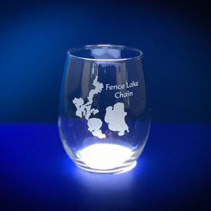 Make My Lake 15 oz Stemless Wine glass Laser Engraved Mock ups sent withing 48 Hours Any Lake or Pond in the lower 48 States image 9