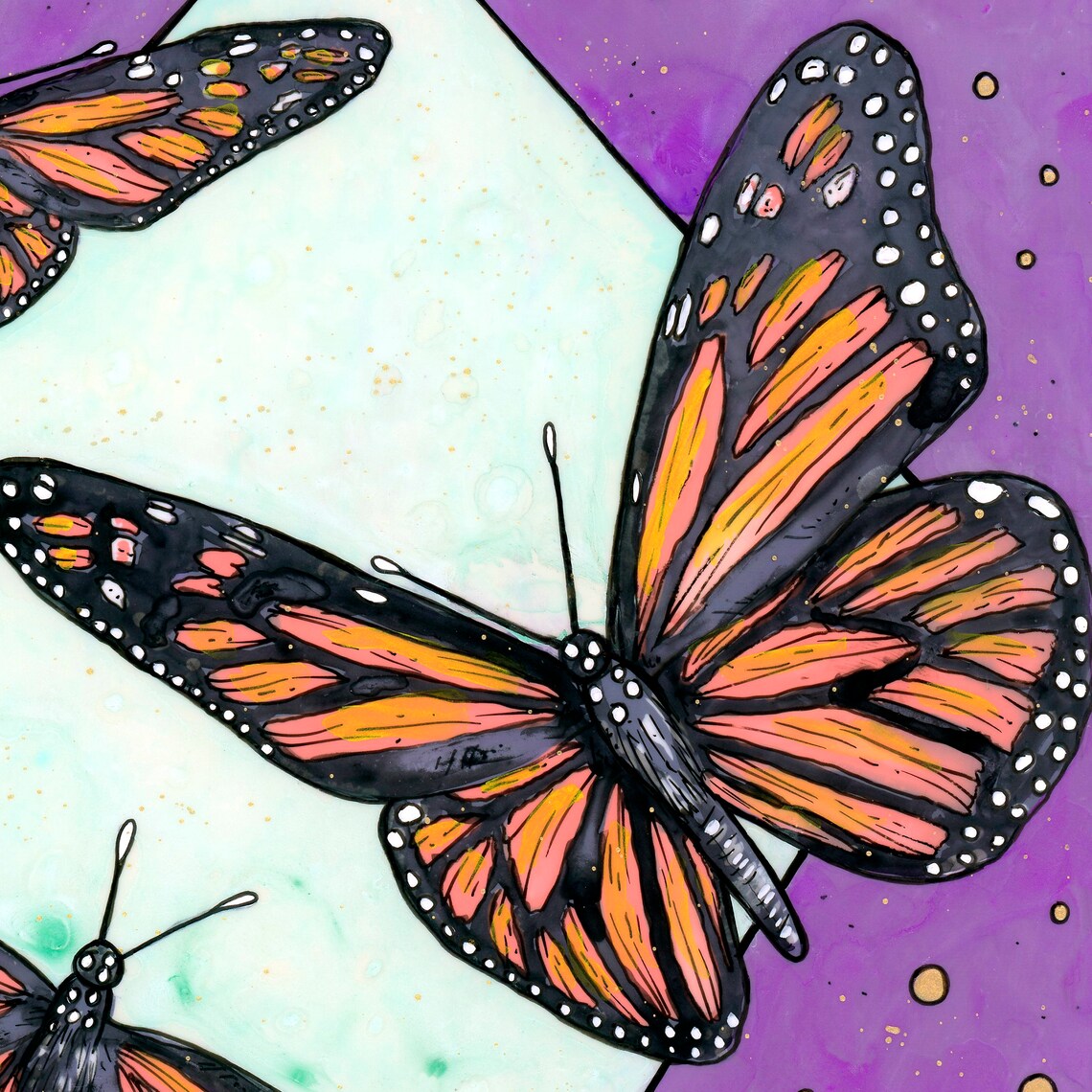 Monarch Butterfly Print 11x14 / Diamond Geometric Art / Dorm | Etsy
