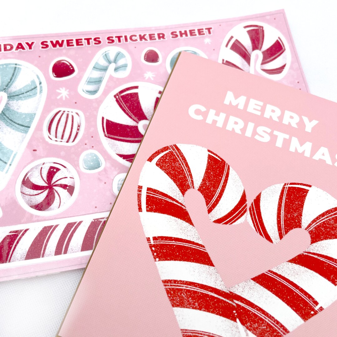 Candy Cane Stickers Cards, Sets / Holiday Art / Minnesota Made