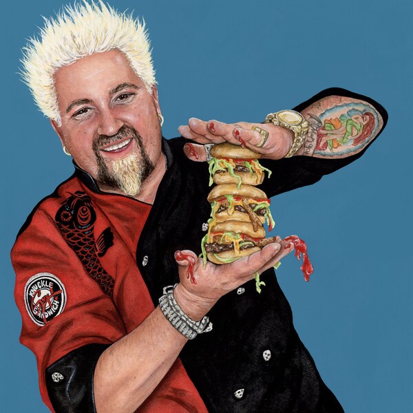 Guy Fieri Print / Flavortown / Gift for Dad, Father in Law, Brother / Burgers / Food Art / Food Network Top Chef Triple D / Kitchen Decor