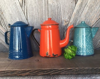 Metal Pot Small Enamel Coffee Pot Red and White Vintage Coffee Pot Small Vase Christmas Red Decor Enamel Pot of Turkish Coffee Milk Pot