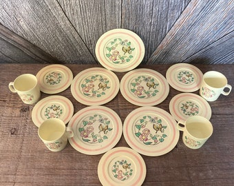 pink plastic tea set