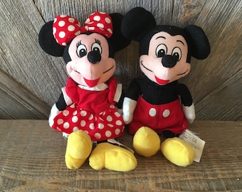Vintage Mickey Mouse Minnie Mouse Plush toys stuffed animal {Red Poka Dot Classic Mickey 8 in Mini Bean Bag} The Disney Store Exclusive Toy