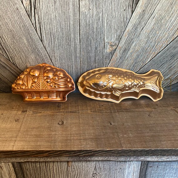 Vintage Jello Molds Copper Metal Farmhouse Decor Wall Hanging