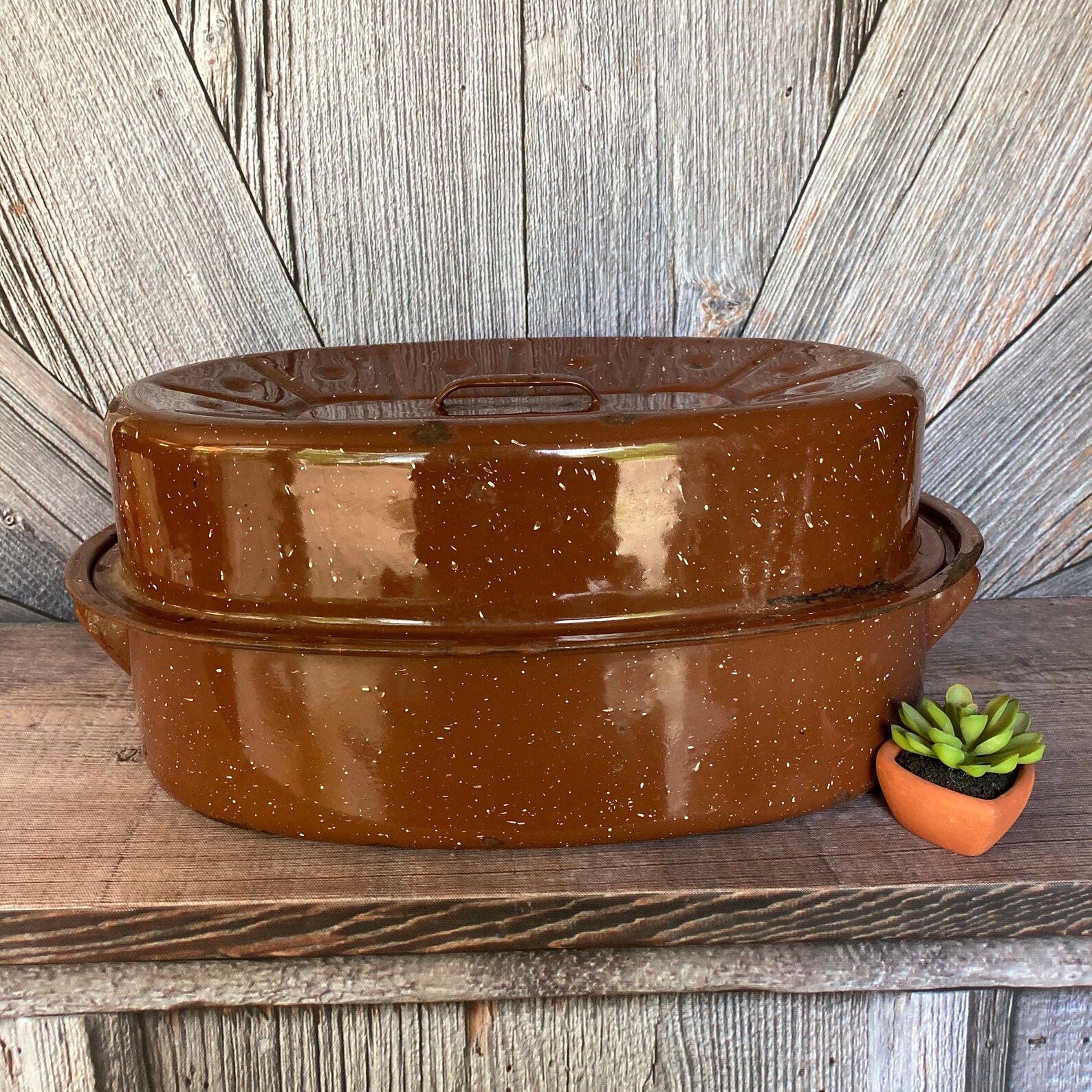 Vintage Enamel Roaster Roasting Pan Rooster Roaster Chicken Etsy