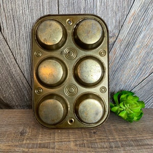 Vintage Muffin Tin Antique Muffin Pan Cupcake tin USA Ovenex Decorative Office Supply Storage Farmhouse Kitchen Decor image 3