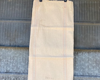 Vintage Unprinted Cotton Cloth Muslin Sack with Pinstripes, 60s Seed Flour Sack for Decor, Totes, Crafts. Good with flaws Multiple Available