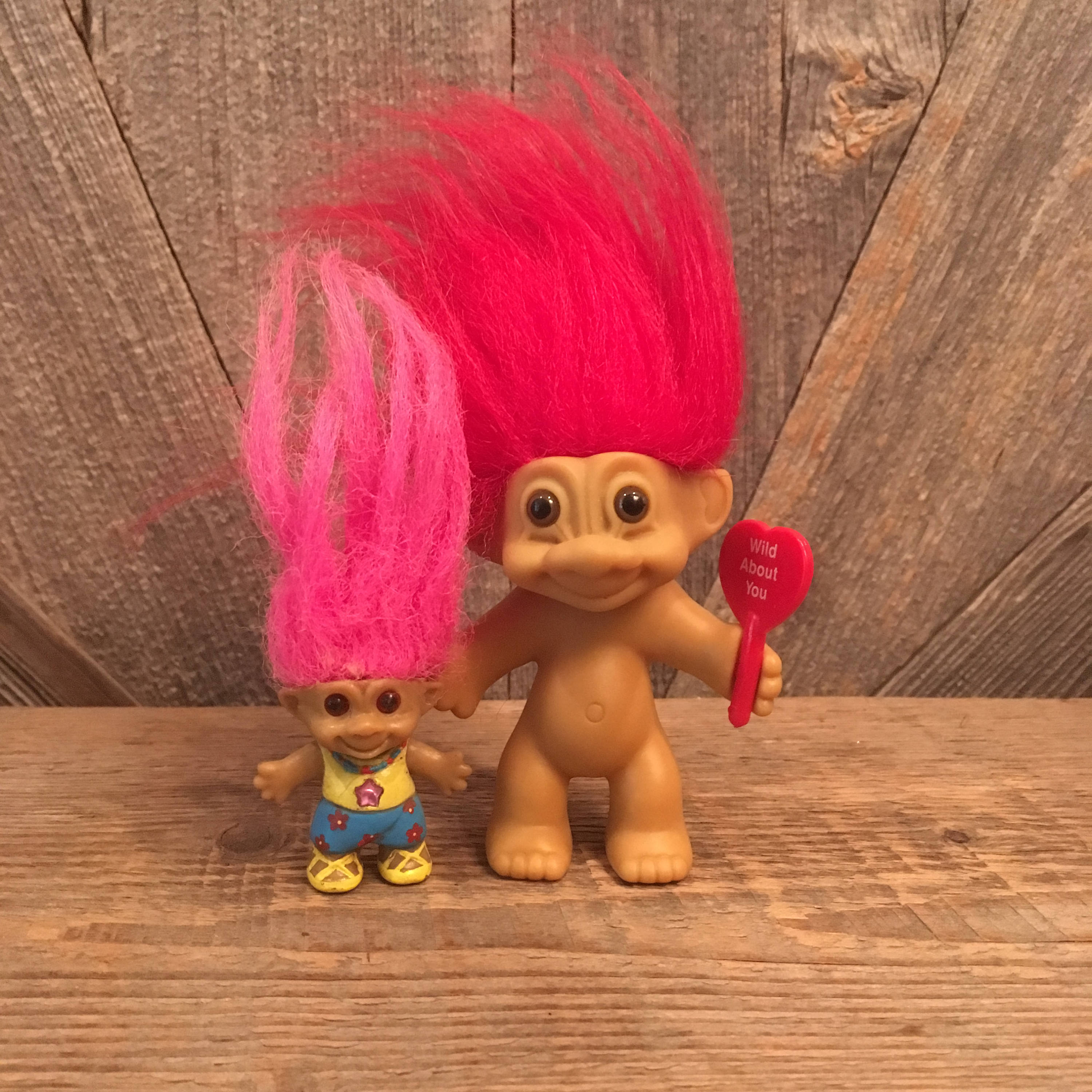 Vintage Troll Dolls 2 Valentines Day Trolls With Red And Pink Etsy