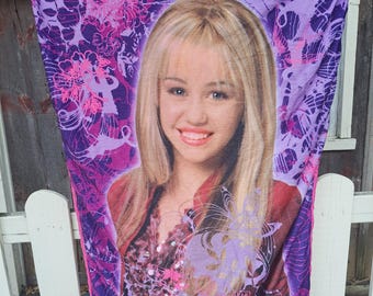 Vintage Hannah Montana, Miley Cyrus Sleeping Bag, Child, Girl, Youth, 64 Inches Long, Pink Back, 2000s Disney Show, Best of Both Worlds