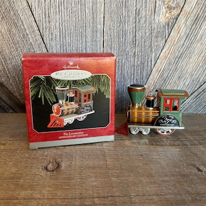 Vintage Tin Locomotive Christmas Ornament {Hallmark Keepsake Ornament Holiday Collectors Holiday Gift Decoration
