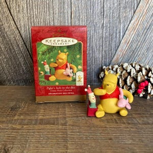 Vintage Piglet&#39;s Jack-in-the-box Pooh Christmas Ornaments Hallmark Winnie the Pooh Ornament {Hallmark Keepsake Ornament}  Ellathesella