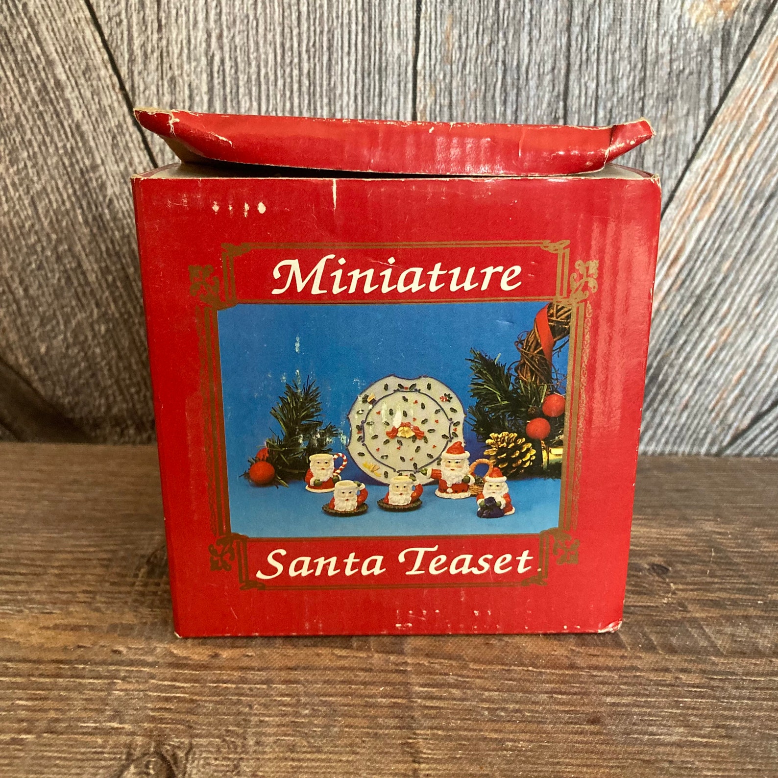 Vintage Christmas Tea Set Miniature Santa Claus Figurines Etsy