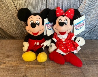 Vintage Mickey Mouse Minnie Mouse Bean Babies {Red Poka Dot Classic Mickey 8 in Mini Bean Bag} The Disney Store Exclusive Stuffed Toy