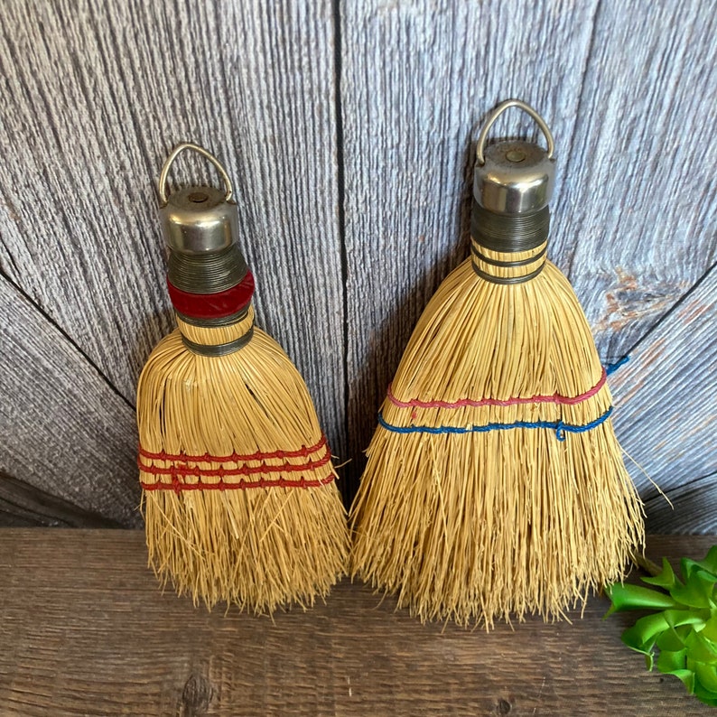 2 Vintage Whisk Brooms Handheld Broom Farmhouse Decor Witch Etsy