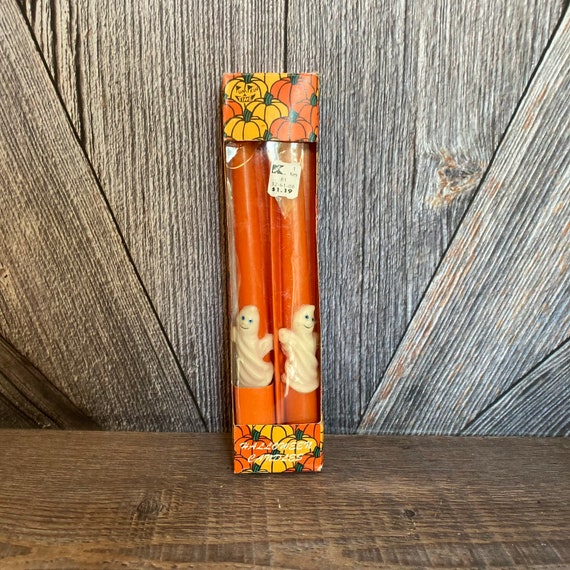 Vintage Halloween Candle Ghost Pumpkin Time K Mart {Wax Decorative Halloween Candle Halloween Decoration} Halloween Retro Decoration
