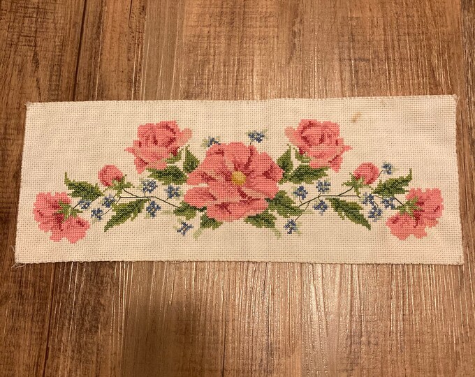 Vintage Floral Cross Stitch Embroidery Handmade Home Flowers Etsy