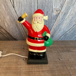 Vintage 9 INCH Christmas Blow Mold Christmas Light Plastic BlowMold 9&quot; Blow Mold Santa Claus tabletop Gift Party Decor Retro LED desktop