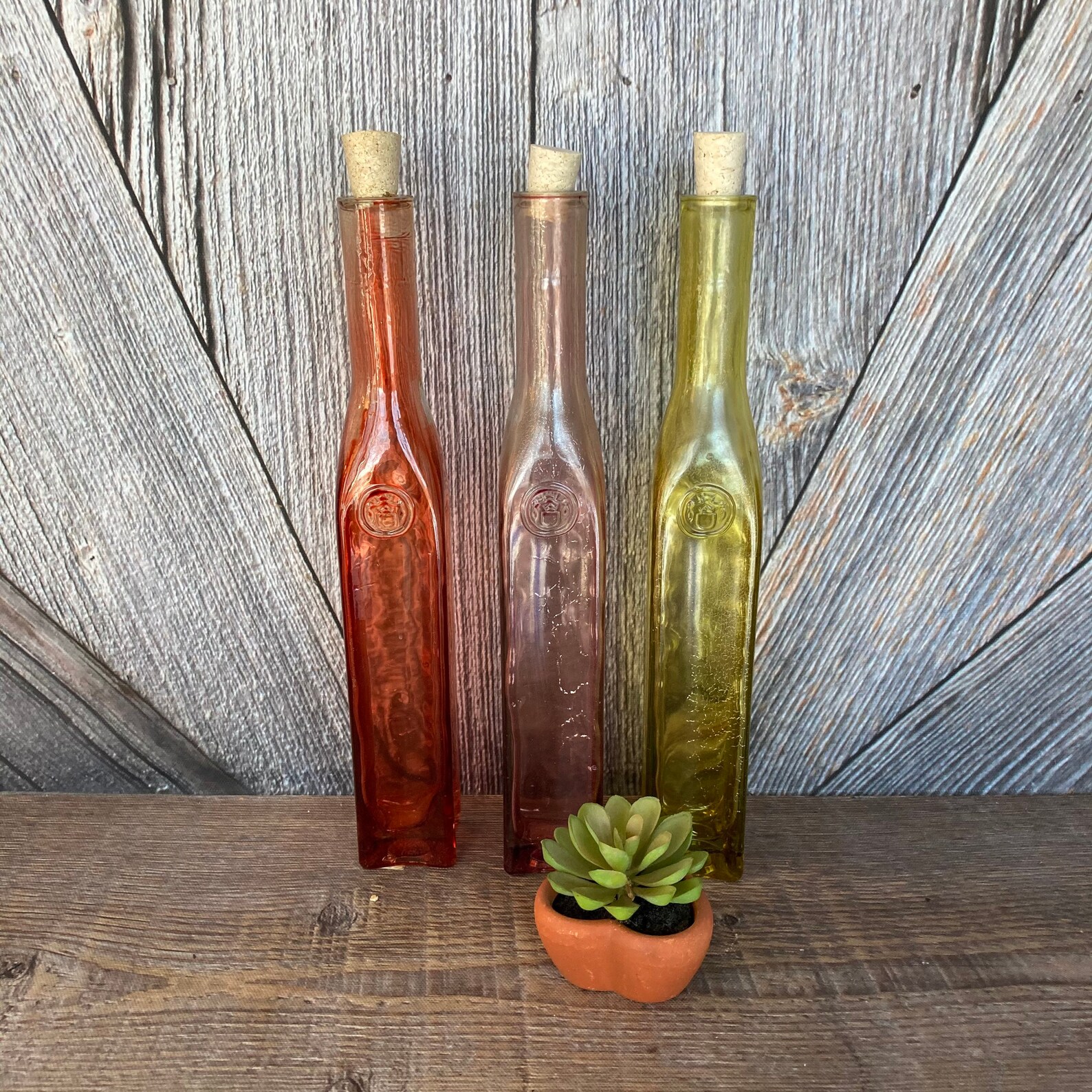 Vintage Glass Bottles Olive Oil Colored Glass Wine Bottle Etsy