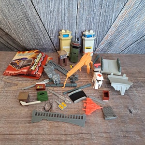 Vintage Galoob Micromachines Hot Wheels Miscellaneous Parts Lot, Raven&#39;s Canyon Dam, Battle Tank, and Many More {Micro Machines Parts}