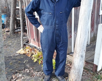 Vintage Key Coveralls 46 Short Dark Blue Jumpsuits Painter Work Costume Halloween Astronaut Navy Boiler Suit Work-Wear Mechanic Overall
