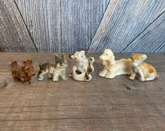 5 Vintage Ceramic Dog Figurines Miniature Dog Decorations Scottie Old Antique Decor Perfect for Display or Dog Lover Gift Ellathesella