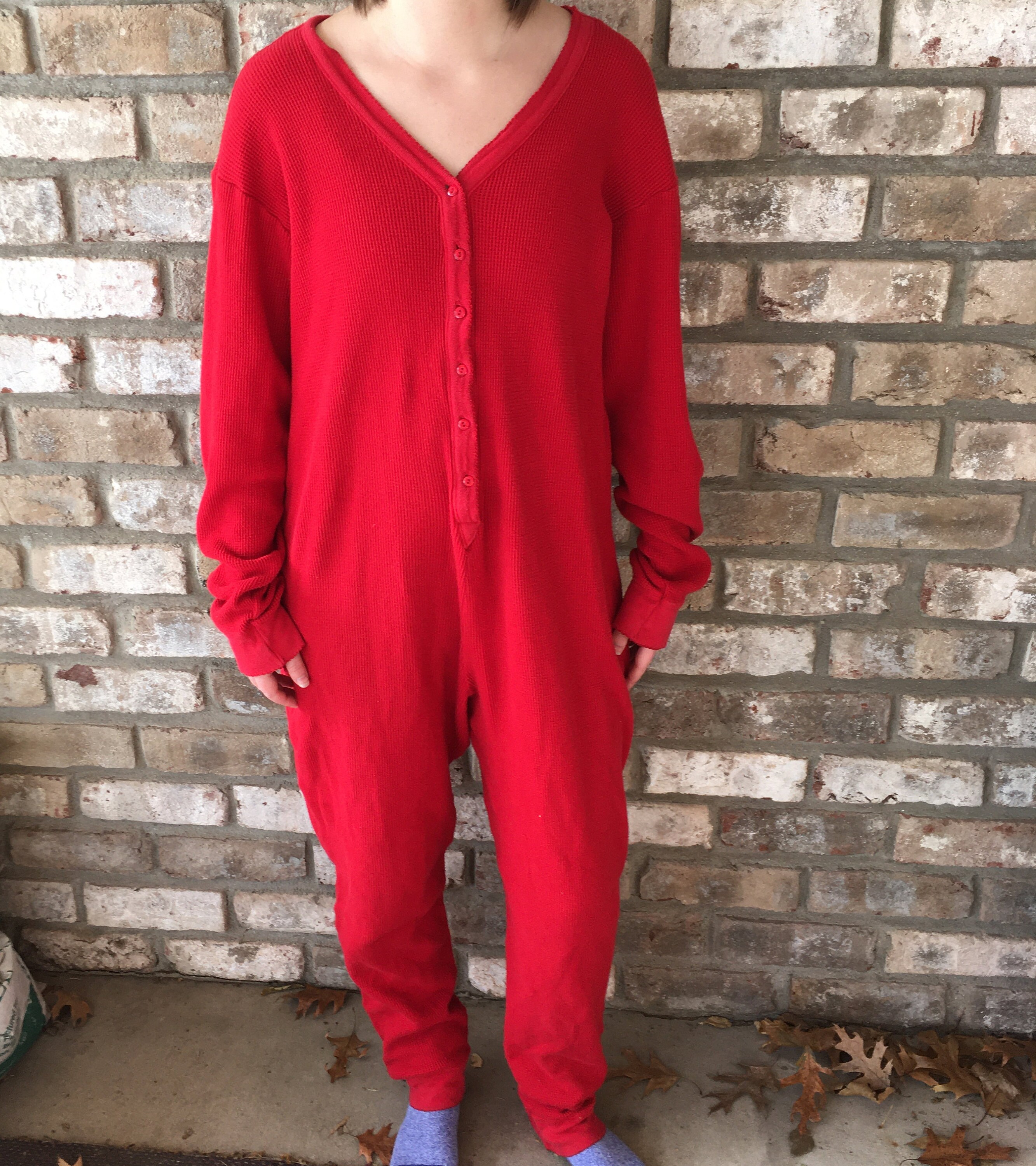 Red Long Johns Christmas Pjs Onesi Ugly 