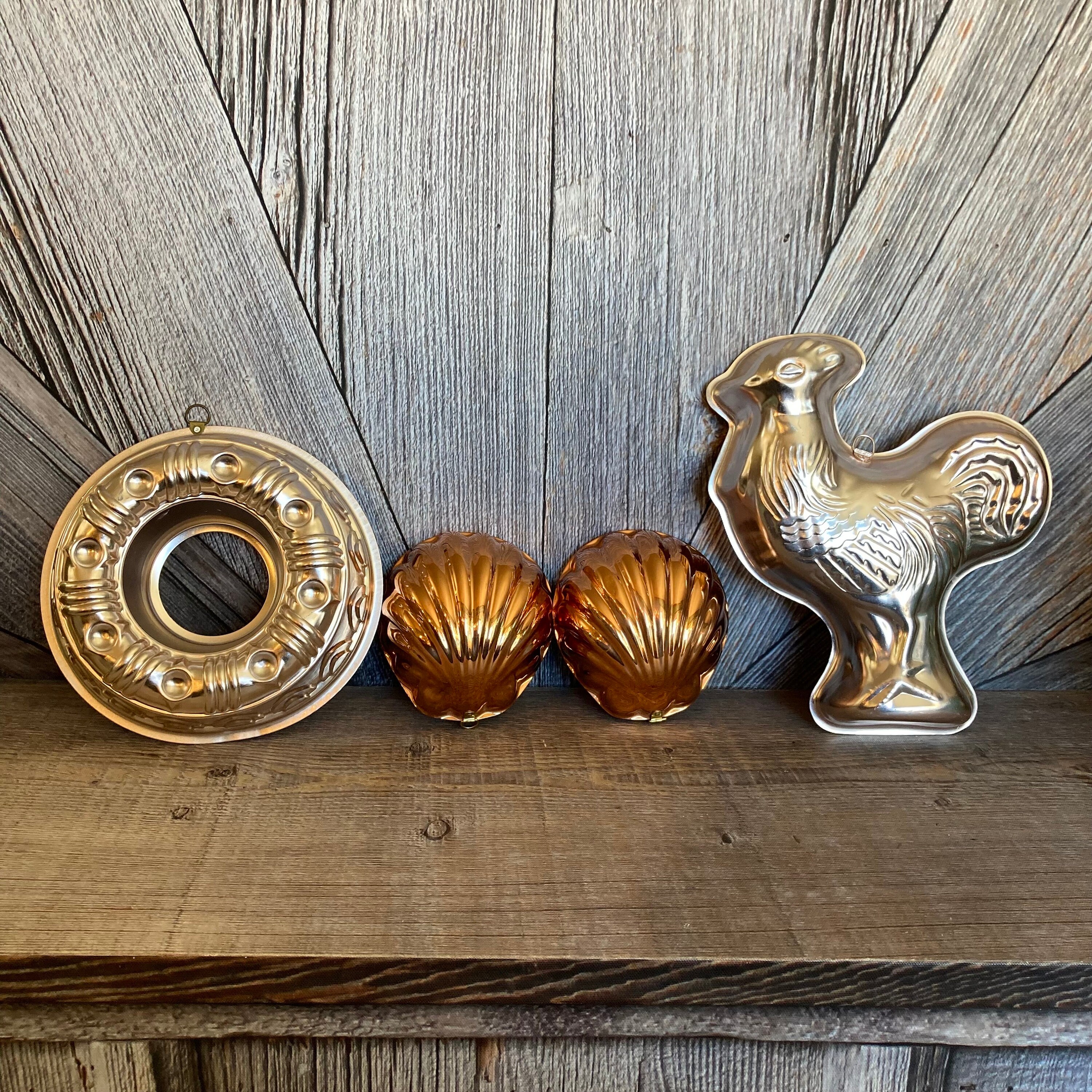 Vintage Jello Molds Copper Metal Farmhouse Decor Wall Hanging