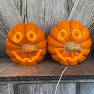 Vintage Halloween Pumpkin Light Blow Mold Lighted Traditions Stem Nose Blow Mold 90s Trick or Treat Bulb Lamp Night Jack O Lantern Pick 1