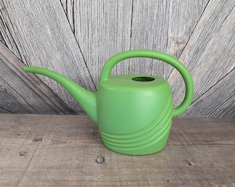 Vintage Misco Brand Green Watering Can, Plastic 8 Inch Floral Accent, Indoor House Plant Watering Can to Water Plants