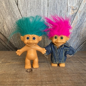 Vintage Troll Dolls {2 Trollkins Troll Hair Ace Novelty {5 inch Troll} Vintage Troll Doll Naked Trolls for Crafting DIY Planter Troll