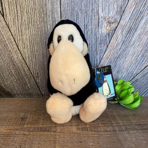 Vintage Opus Plush Mini Stuffed Penguin {Small 1980s Dakin Washington Post Comic Book} 8 Inches 80s Stuffed Animal Penguin with Bow Tie