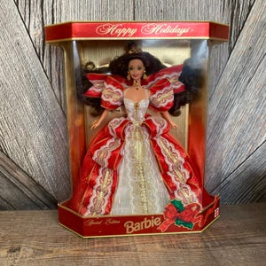 Vintage 1997 Happy Holidays Barbie {Blonde hair Mattel 17832 Special Edition Christmas} Collectible Mattel Barbie in Original Box Complete