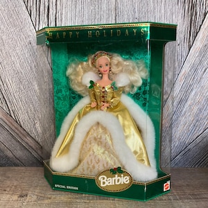Vintage 1994 Happy Holidays Barbie {Blonde hair Mattel 12155 Special Edition Christmas} Collectible Mattel Barbie in Original Box Complete