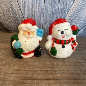 Vintage Christmas Candles Santa Snowman Wax Candles Holiday Candles Vintage Wax Decorations Ornaments Retro Candles