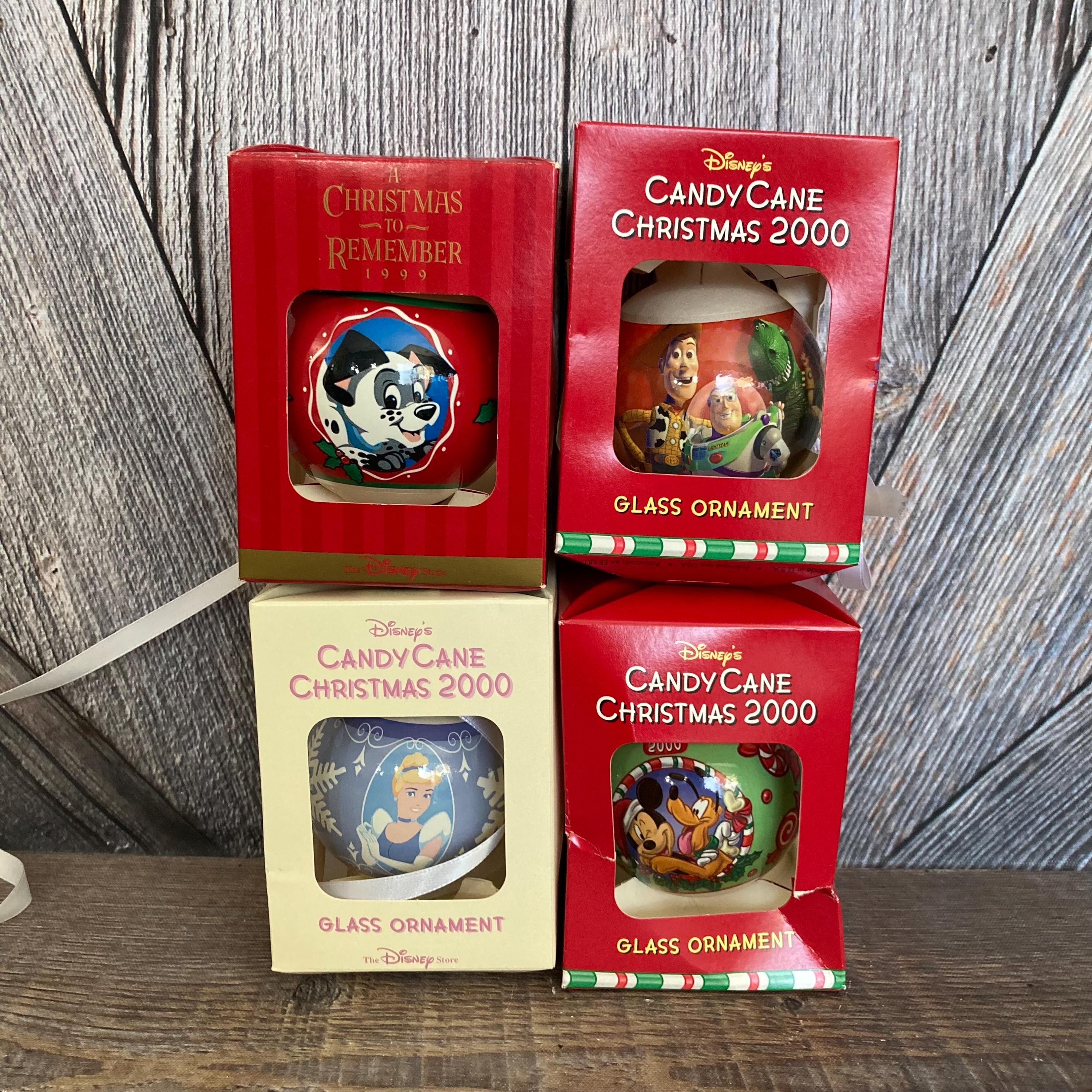 4 Vintage Disney Christmas Ornaments, Christmas Glass Ball Sphere