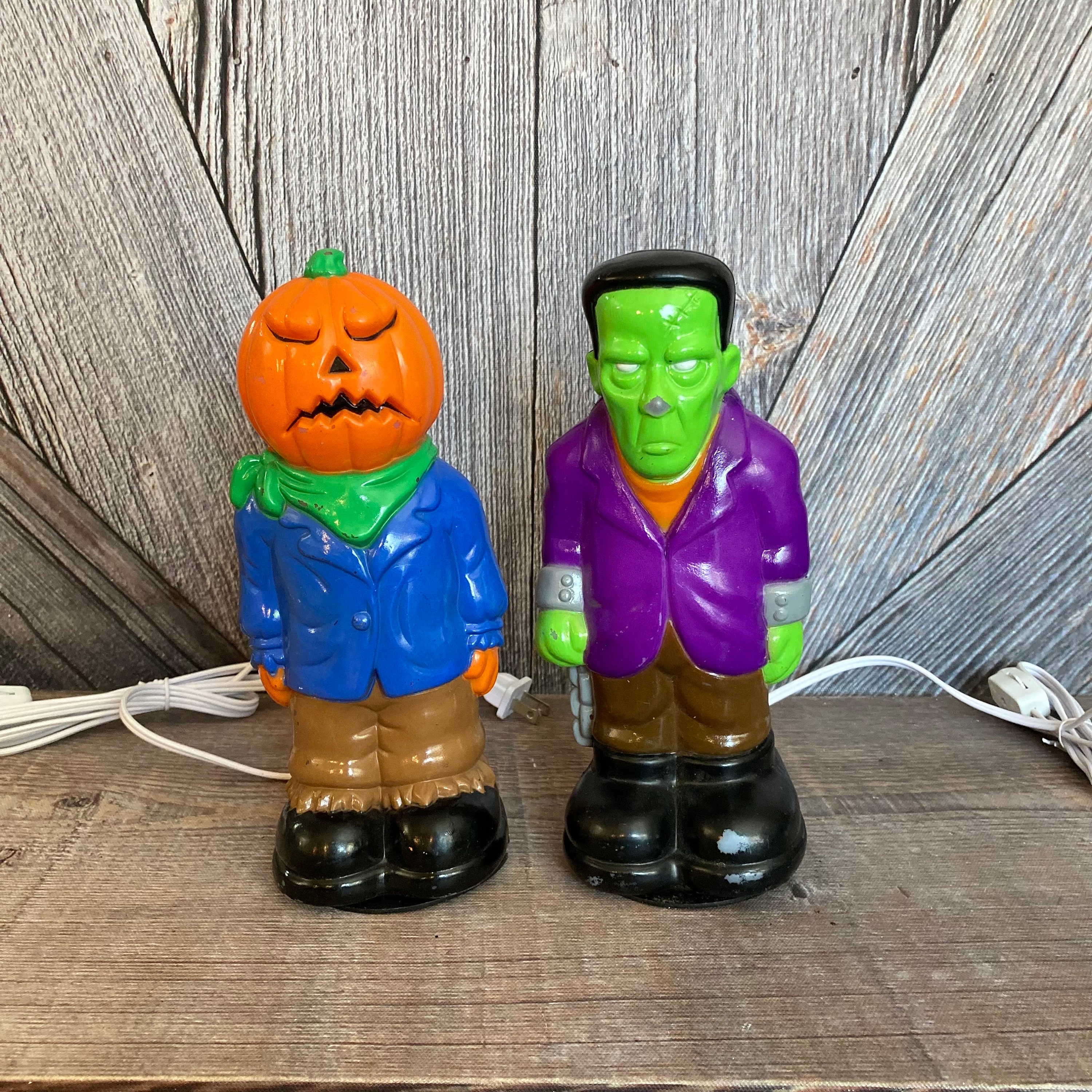 2 Vintage Halloween Blowmold Lights {blow Mold Frankenstein