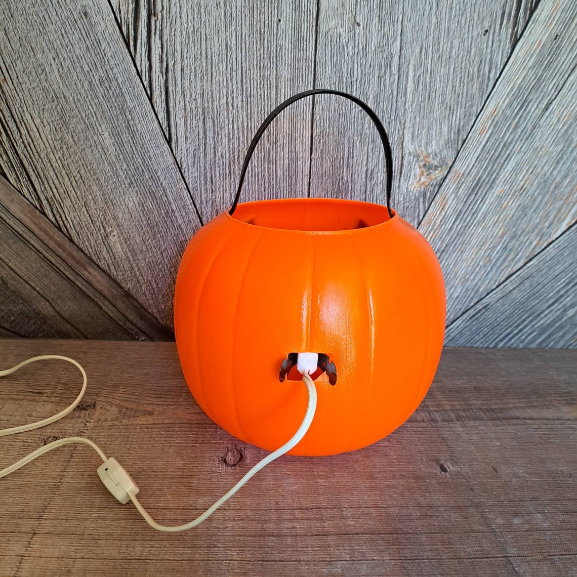 One Vintage Lighted Pumpkin Halloween Bucket Vintage Empire Etsy