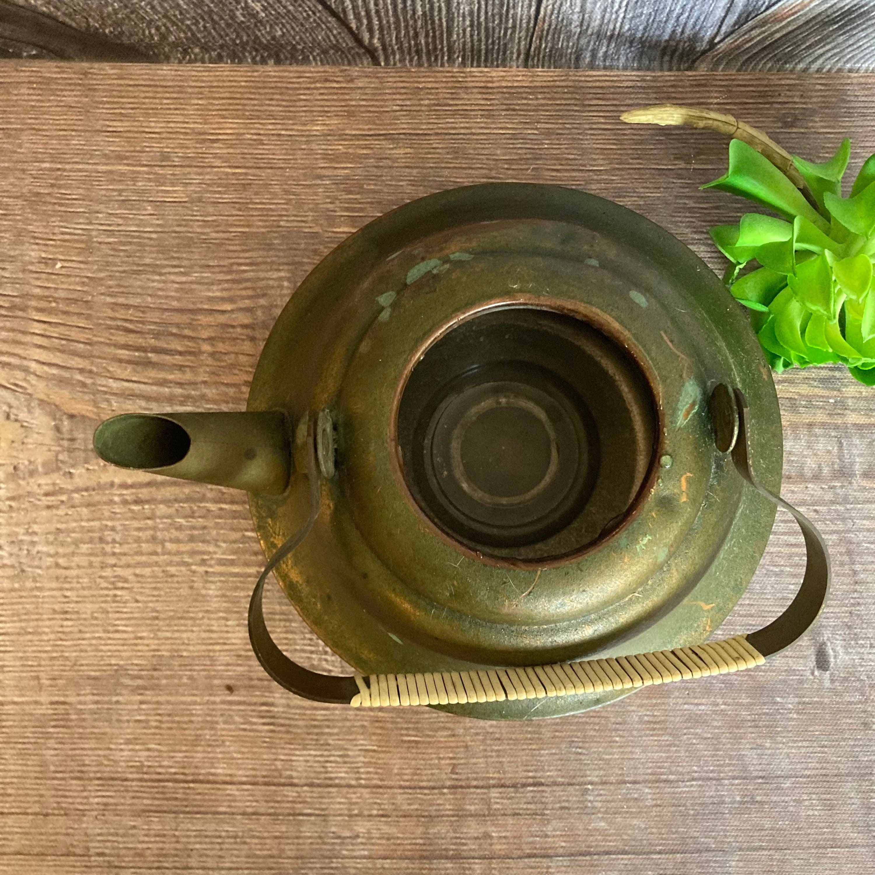 Vintage Tea Pot Tea Kettle Copper Color Cheerful Enamelware