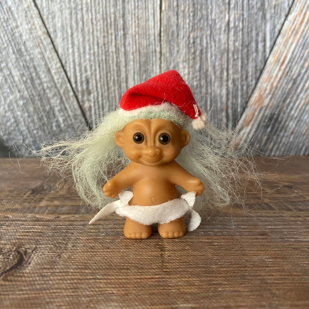 Vintage Christmas Troll Doll Decoración Santa Baby Winter Etsy España